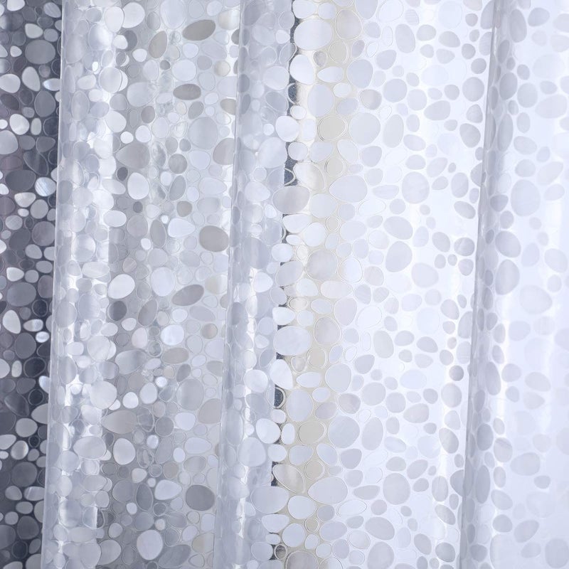 WellColor Short Shower Curtain Liner 65 inch, Pebble Translucent EVA Bath Shower Liners, Heavy Duty, Cobblestone, 72 x 65 inch - Image 5